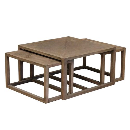 CC Interiors Omaha Natural Oak Coffee Tables Nest of 3